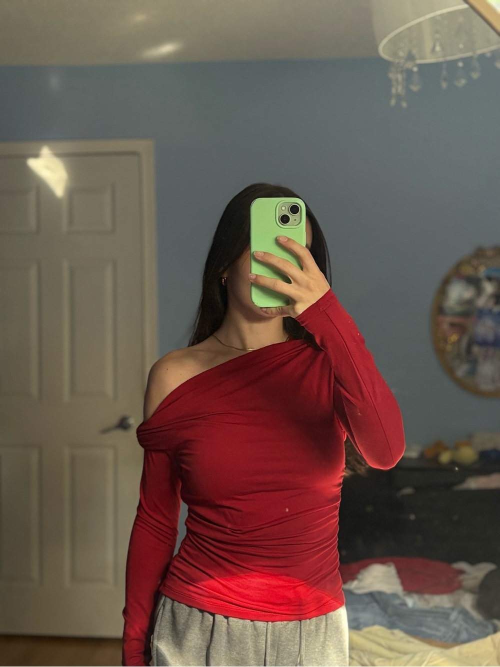 Abercrombie off the shoulder modal and cotton blend top